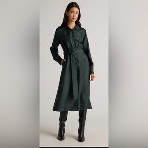 Quince Forest Green Midi Silk Dress